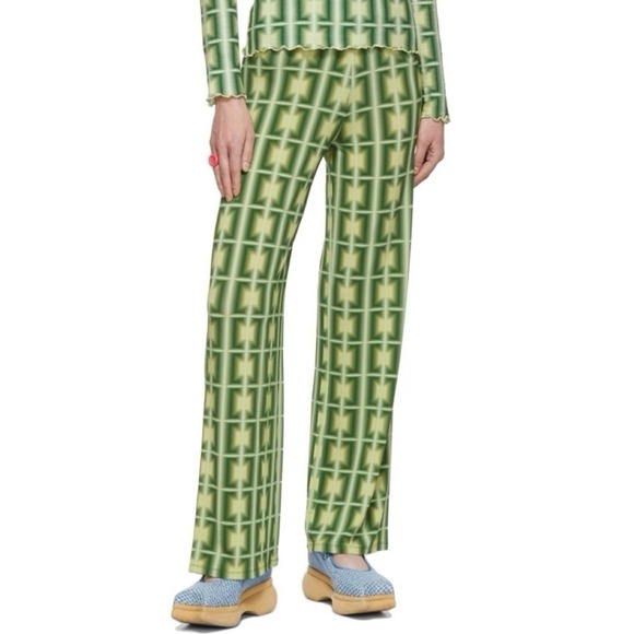 Paloma Wool Pants - Paloma Wool Green Wide Leg Pants Modern Viscose Portugal Hippie Size M